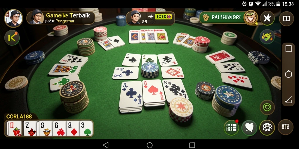Screenshot gameplay CORLA188 dengan suasana permainan Gaple yang menarik.