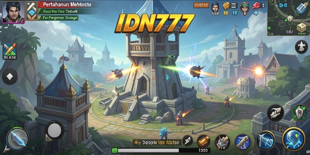 Tampilan gameplay menarik dari Tower Defense IDN777.
