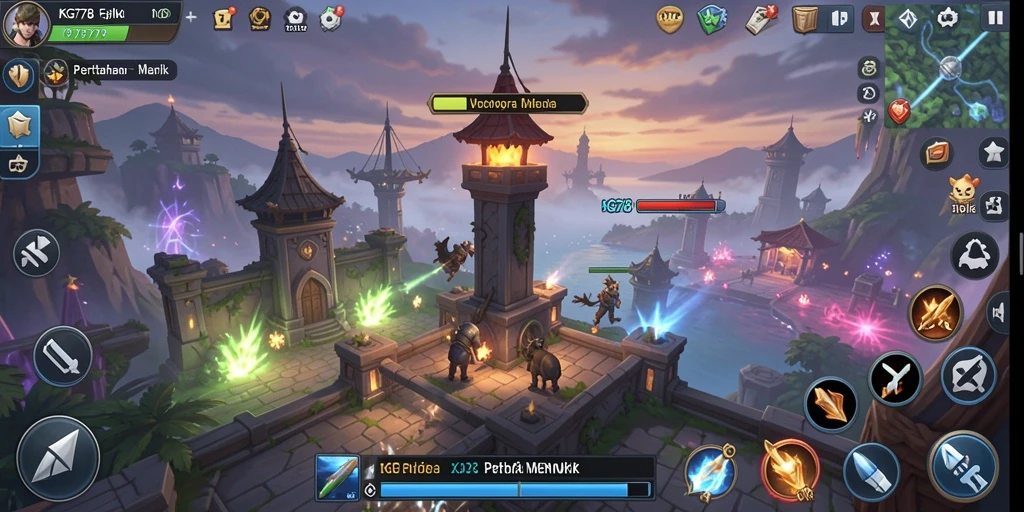 Tampilan gameplay KG778 dengan aksi menara pertahanan yang mendebarkan.