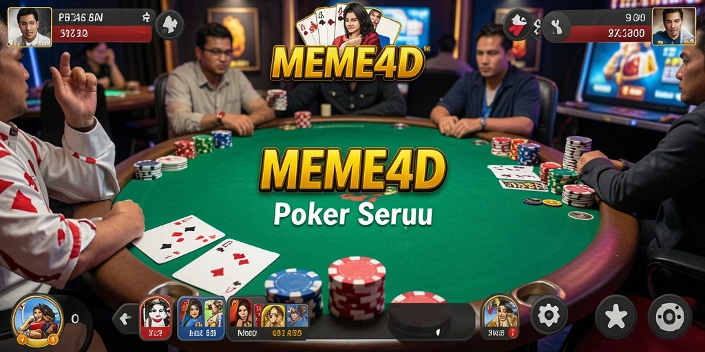 Tampilan antarmuka MEME4D dengan gameplay Poker yang menarik.