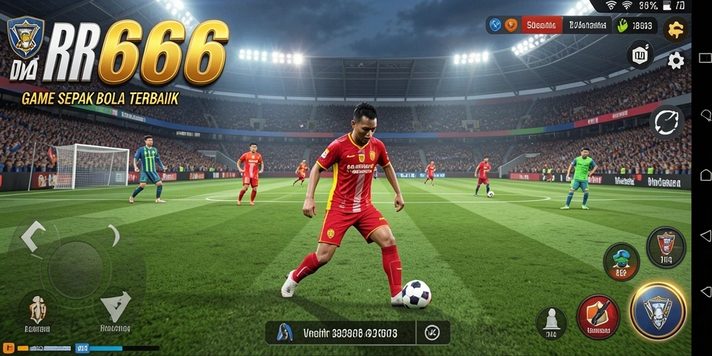 Tampilan gameplay intense di lapangan sepak bola RR666.