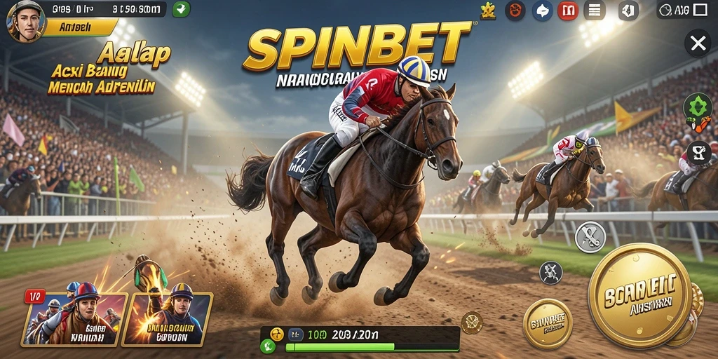 Tampilan gameplay SPINBET dengan aksi balap yang seru dan cepat.