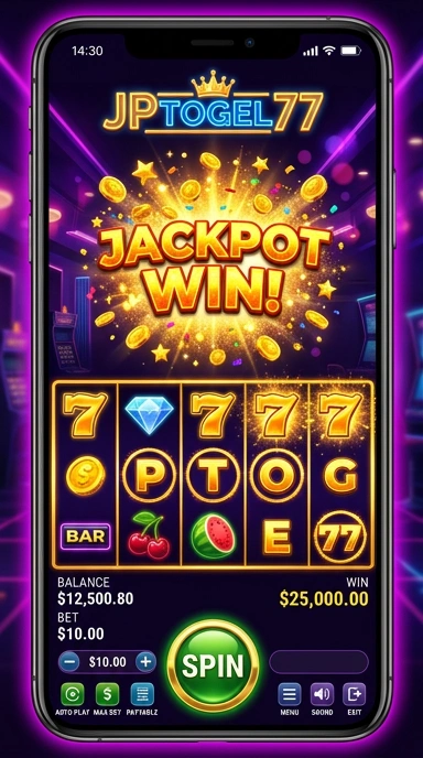 Tampilan antarmuka aplikasi jptogel77 yang modern dan menarik.